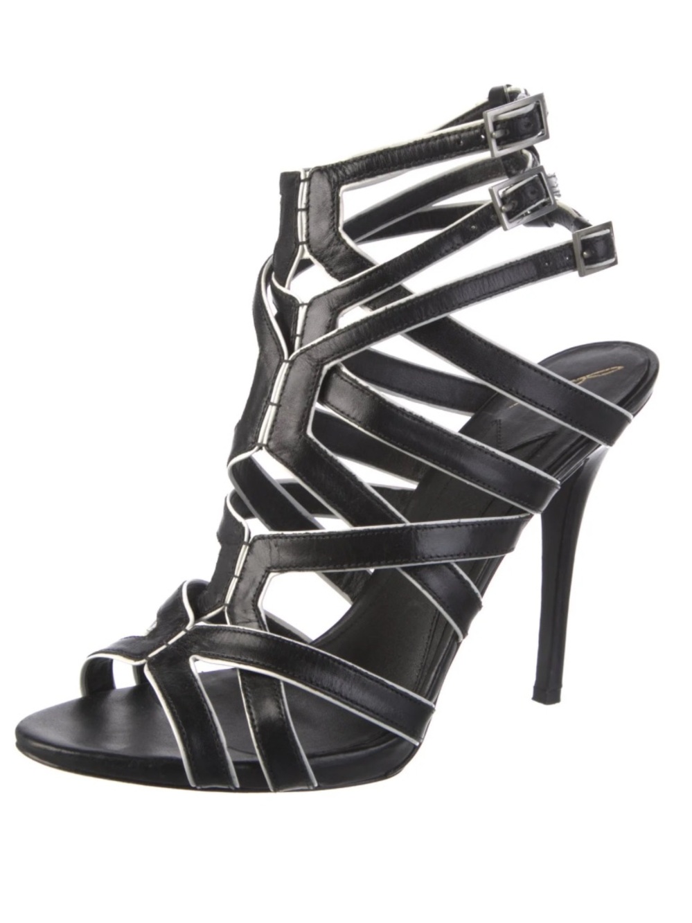Brian Atwood Women's Black Strappy High-Heel Sandal. Size 9